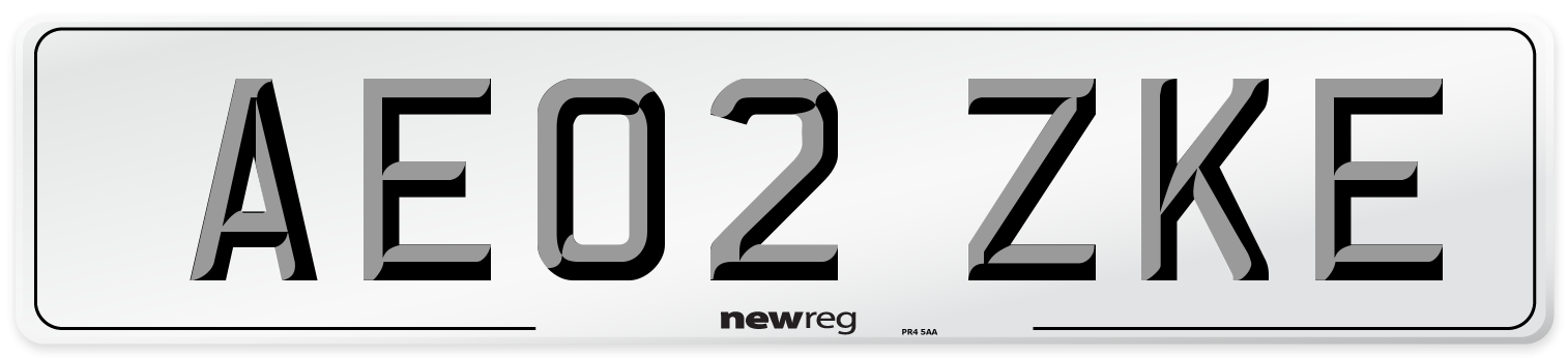AE02 ZKE Number Plate from New Reg